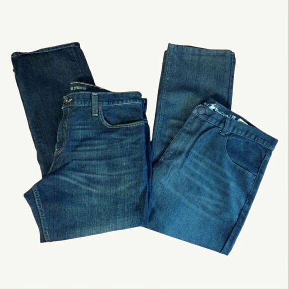 Men's 2 Pairs Dark Indigo & Black Rinse Slim Straight Leg Jeans Bundle 38x30 - Picture 2 of 13